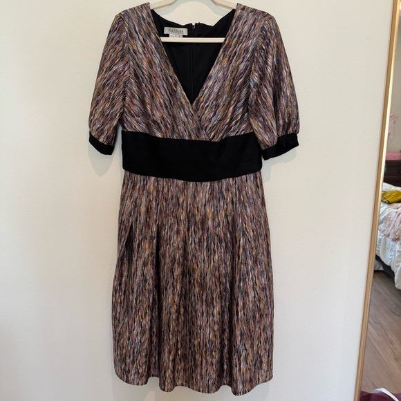 Kay Unger Multicolor V-Neck Midi Dress - Picture 1 of 10